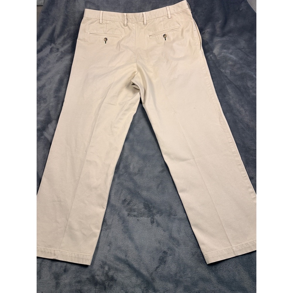 Orvis Mens Pleated Chino Pants Khaki Tan 100% Cotton Twill Size 42x29 - Picture 6 of 7
